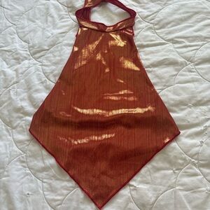 SHEIN Metallic Red Orange backless halter top